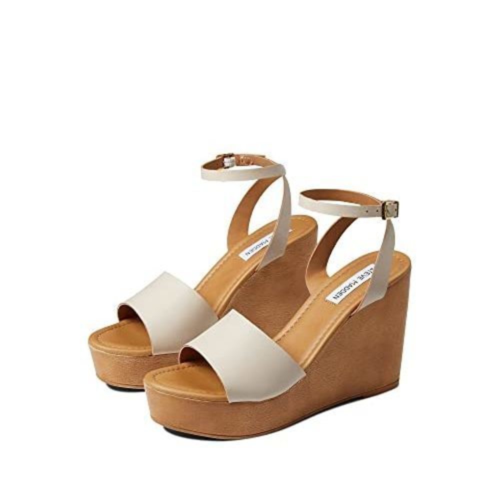 Steve Madden Women's Welsh Heeled Sandal, Bone Leather, 10